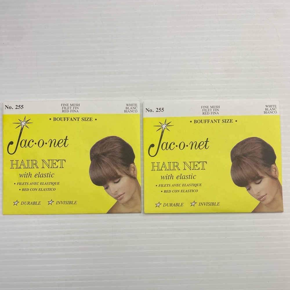 Jac-o-net Hair Net No 255 White Fine Mesh Bouffant Sz Durable Invisible Set of 2